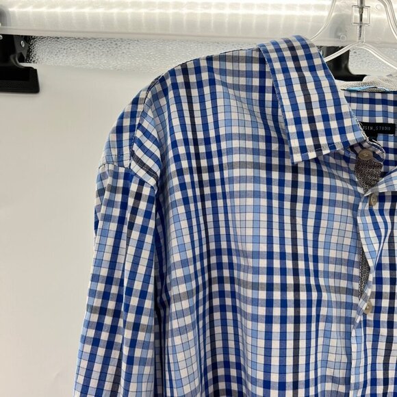 Van Heusen Men's Button Up Checkered Shirt Blue/Multi Size 18-18 1/2 XXL - Picture 2 of 8